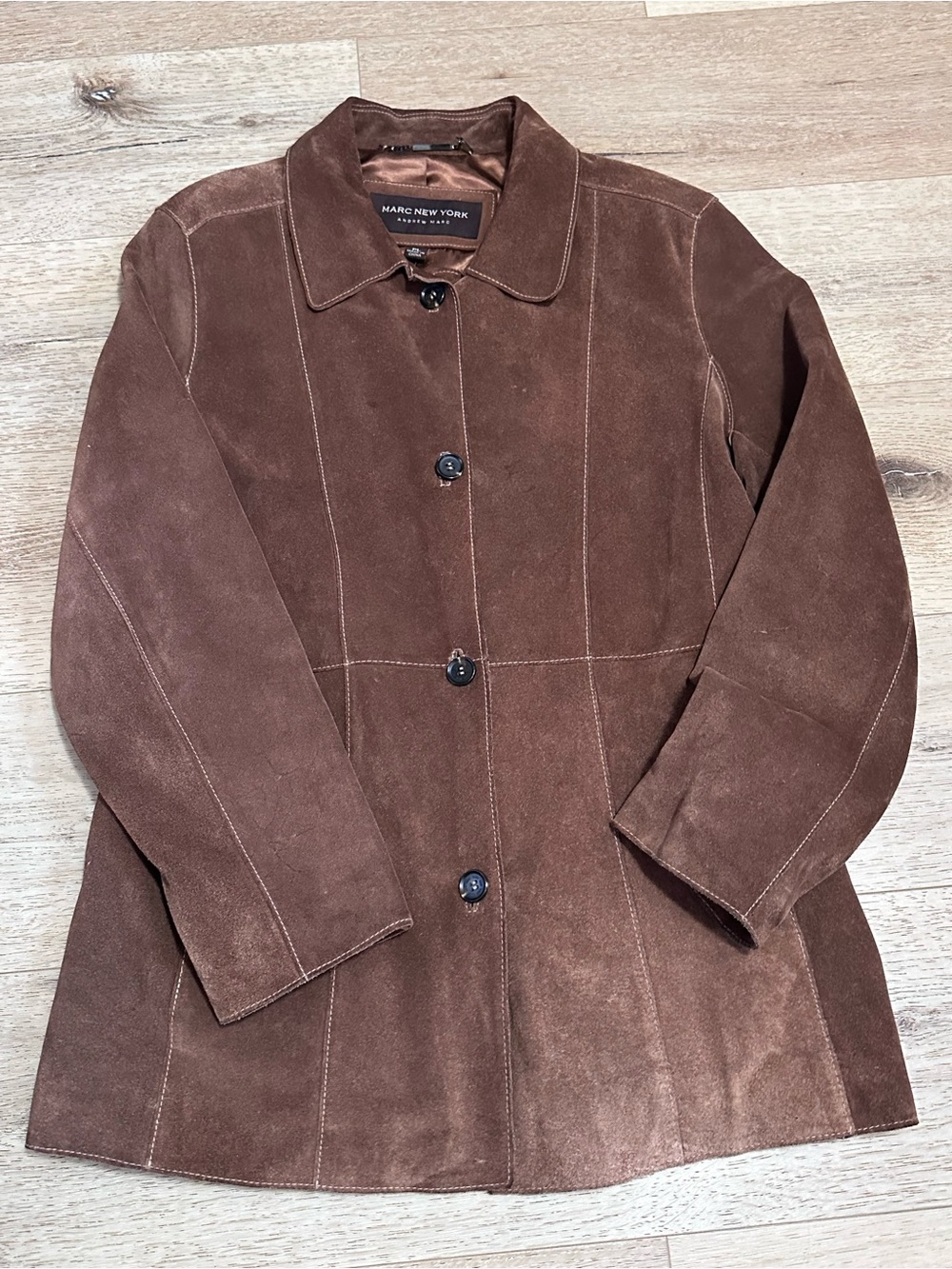 Marc New York Brown Suede Button-Front Coat